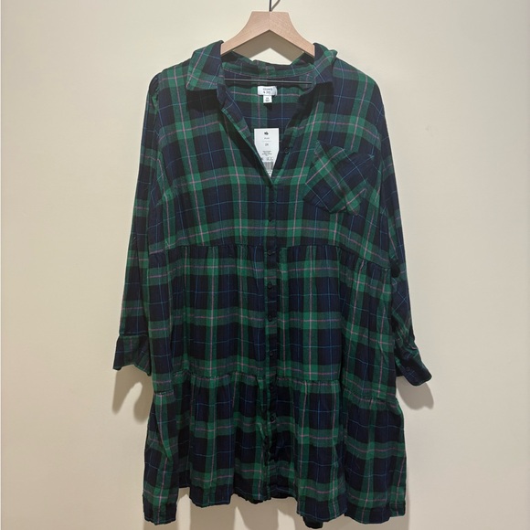 NWT Crown & Ivy Plaid Button Front Dress - Picture 2 of 7